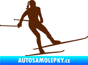 Samolepka Lyžařka 001 pravá běh na lyžích hnědá