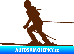 Samolepka Lyžařka 002 levá sjezd hnědá