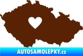 Samolepka Mapa České republiky 002 srdce hnědá