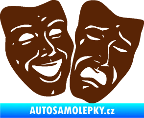 Samolepka Masky tváře 001 pravá veselý a smutný hnědá