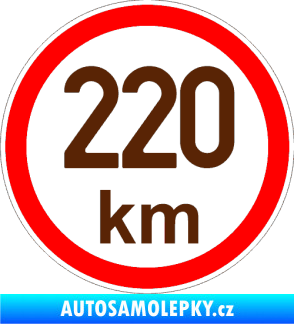 Samolepka Maximální rychlost 220km - nejvyšší konstrukční rychlost hnědá
