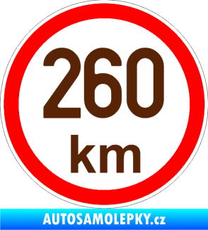 Samolepka Maximální rychlost 260km - nejvyšší konstrukční rychlost hnědá