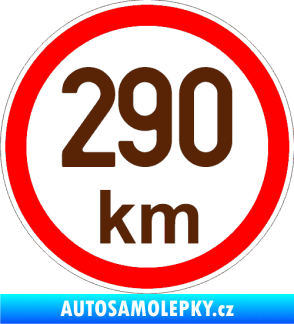 Samolepka Maximální rychlost 290km - nejvyšší konstrukční rychlost hnědá