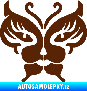 Samolepka Motýl 016 kočičí obličej hnědá