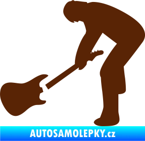 Samolepka Music 007 levá rocker s kytarou hnědá