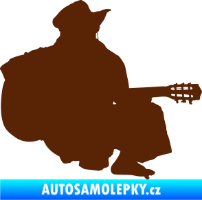 Samolepka Music 014 pravá hráč na kytaru hnědá