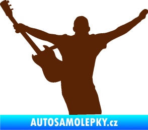 Samolepka Music 024 levá kytarista rocker hnědá