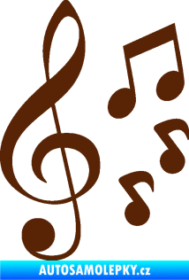 Samolepka Music noty a houslový klíč 002 hnědá