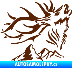 Samolepka Myslivost 003 pravá jelen a hory hnědá