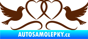 Samolepka Novomanželé 002 holubičky se srdíčky hnědá