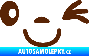 Samolepka Obličej 008 pravá mrkající hnědá