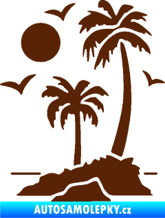 Samolepka Ostrov 002 levá palmy a moře hnědá