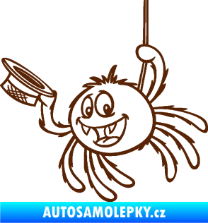 Samolepka Pavouk 022 levá s kloboučkem hnědá