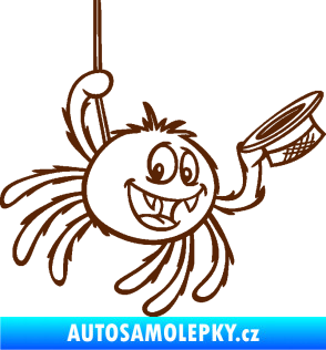 Samolepka Pavouk 022 pravá s kloboučkem hnědá