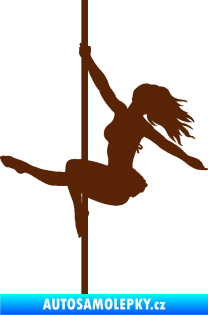 Samolepka Pole dance 001 levá tanec na tyči hnědá
