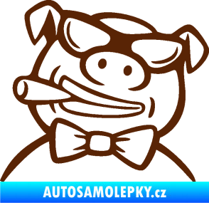 Samolepka Prase 005 levá s doutnikem hnědá