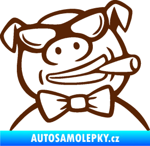 Samolepka Prase 005 pravá s doutnikem hnědá