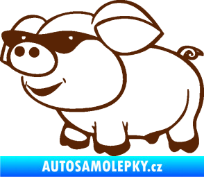 Samolepka Prase 006 levá frajer v brýlích hnědá