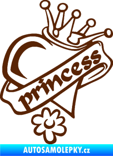 Samolepka Princess nápis v srdíčku hnědá