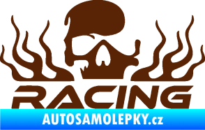 Samolepka Racing nápis s lebkou pravá hnědá