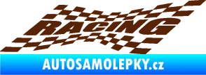 Samolepka Racing nápis v šachovnici hnědá