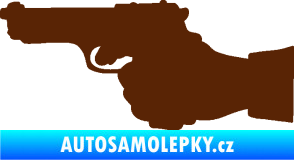 Samolepka Ruka s pistolí 001 levá ruce vzhůru hnědá