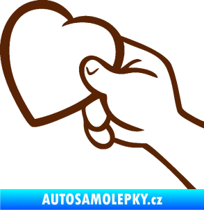 Samolepka Ruka se srdíčkem levá hnědá
