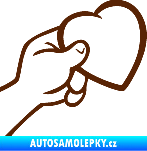 Samolepka Ruka se srdíčkem pravá hnědá