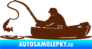 Samolepka Rybář 017 levá rybolov v lodičce hnědá