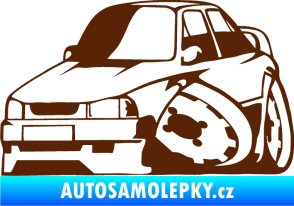 Samolepka Škoda 130 karikatura levá hnědá