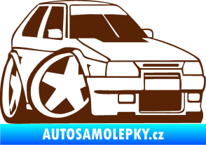 Samolepka Škoda Favorit karikatura pravá hnědá