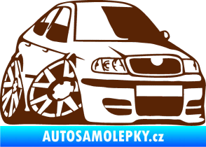 Samolepka Škoda Octavia karikatura pravá hnědá