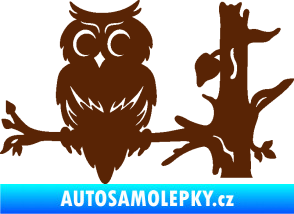 Samolepka Sova 005 levá na větvi hnědá