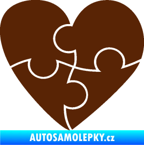 Samolepka Srdíčko 018 pravá puzzle hnědá