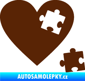 Samolepka Srdíčko 022 pravá vypadlý puzzlík hnědá