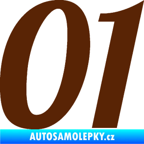 Samolepka Startovní číslo 01 typ 3 hnědá