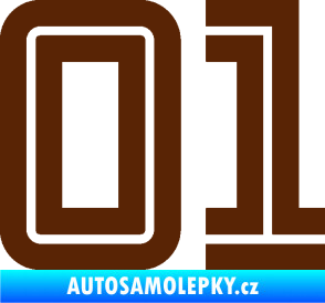 Samolepka Startovní číslo 01 typ 7 hnědá