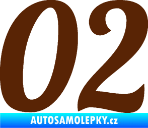 Samolepka Startovní číslo 02 typ 3 hnědá