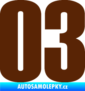 Samolepka Startovní číslo 03 typ 2   hnědá