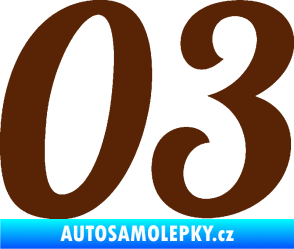 Samolepka Startovní číslo 03 typ 3 hnědá