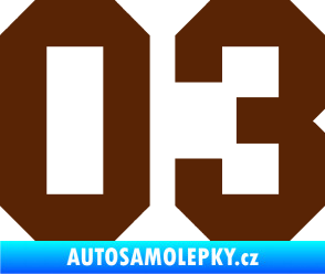 Samolepka Startovní číslo 03 hnědá