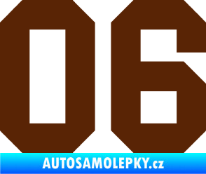 Samolepka Startovní číslo 06 hnědá
