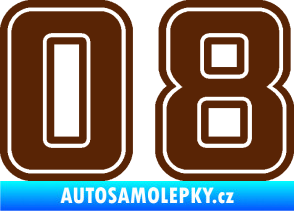 Samolepka Startovní číslo 08 typ 5 hnědá