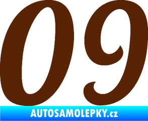 Samolepka Startovní číslo 09 typ 3  hnědá