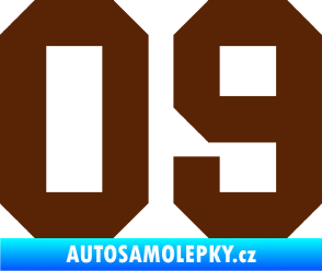 Samolepka Startovní číslo 09 hnědá