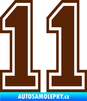Samolepka Startovní číslo 11 typ 4 hnědá