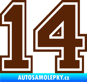 Samolepka Startovní číslo 14 typ 4 hnědá