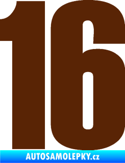 Samolepka Startovní číslo 16 typ 2   hnědá