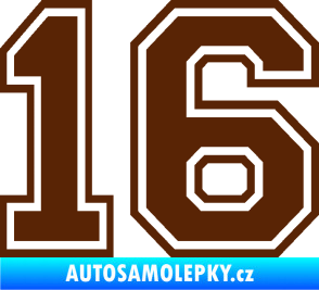 Samolepka Startovní číslo 16 typ 4 hnědá