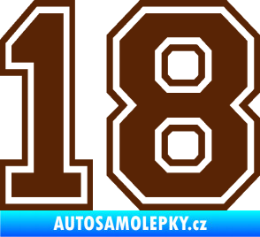 Samolepka Startovní číslo 18 typ 4 hnědá